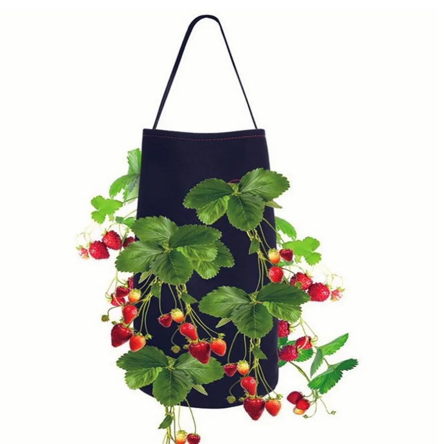 100set 2pcs/set Strawberry Planting Growing Bag Nonwoven Felt Hanging