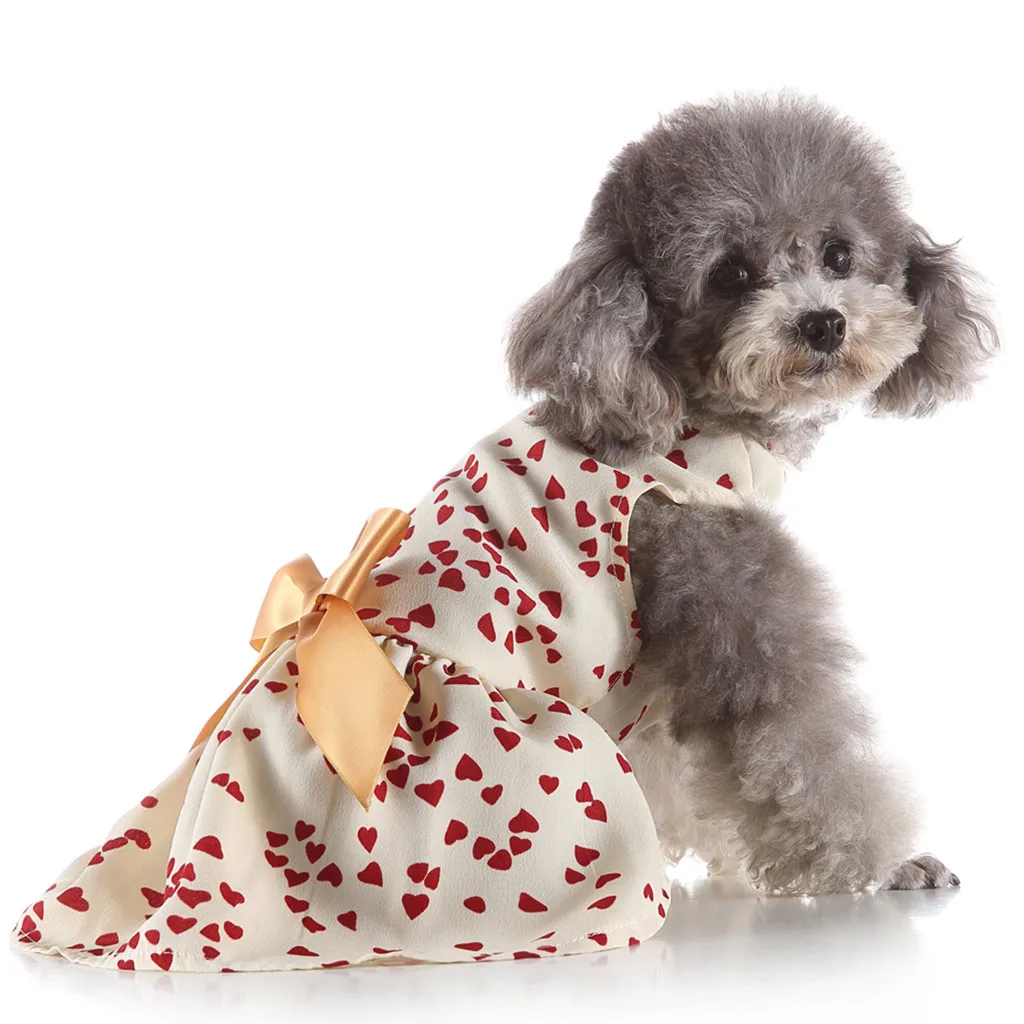 Dog Clothes Cute Pet Spring And Summer Love Heart Print Skirt Dog Costumes Pet Clothes Mascotas ropa perro Accessories Dress