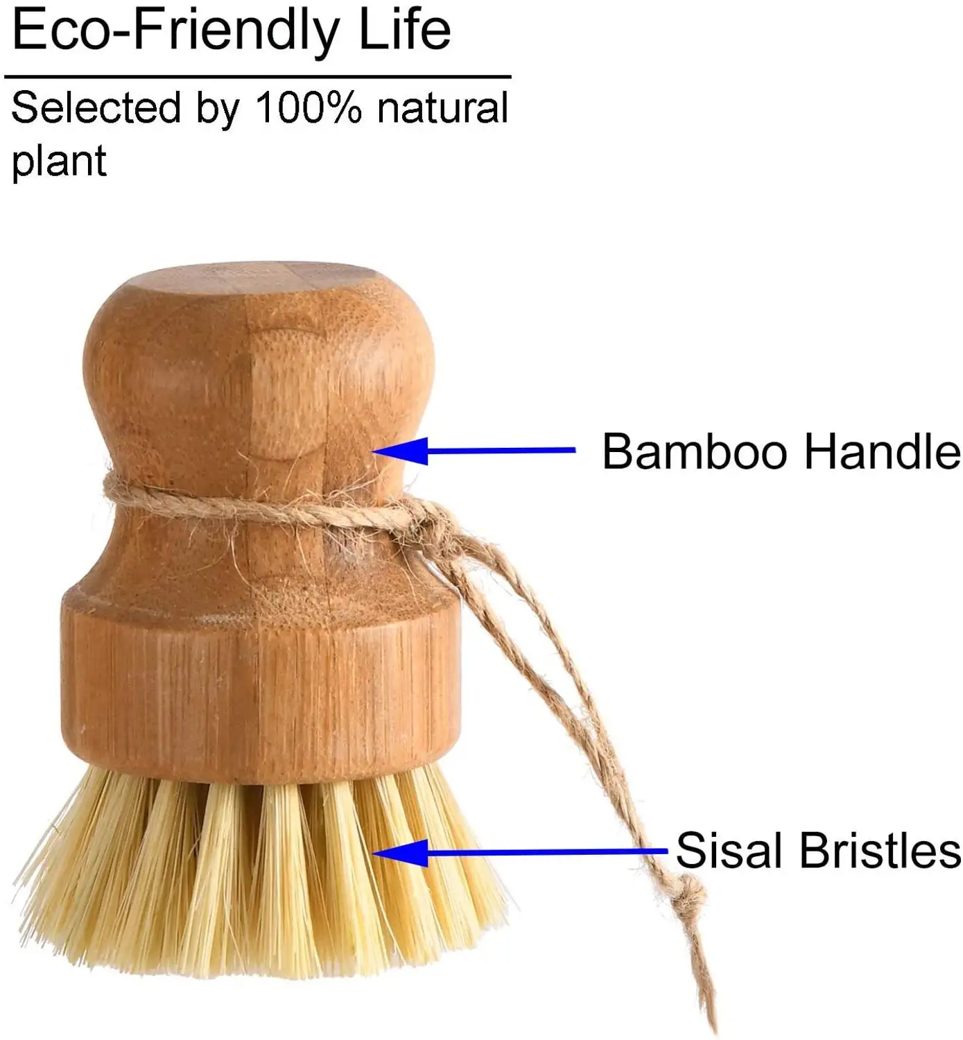 MR.Siga Bamboo Palm Brush, Scrub Brush for Dishes Pots Pans