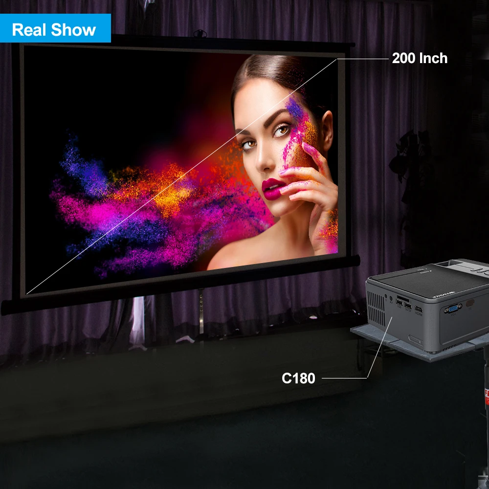 CAIWEI C180AB/C180W Мини проектор портативный WiFi Android 6 0 домашний кинотеатр для 1080P HDMI USB