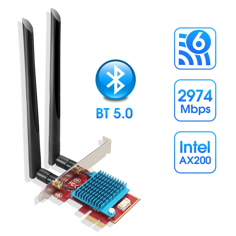 

Intel ax200 WIFI Adapter 5 GHZ wi-fi Adapter ax200ngw Antenna Wifi 6 wi fi Dongle 5GHZ Bluetooth Network Card Pci Express for PC