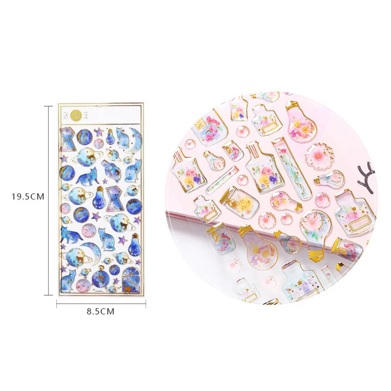  1 Sheet Cute Pattern Design Crystal 3D Stickers Self-Adhesive Decorative Stickers For Kids Mobile D