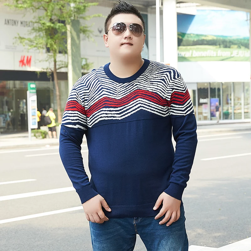 mens embroidered sweater striped Hip Hop long sleeve Knitted Pullover male streetwear Knitwear harajuku oversized cotton sweater
