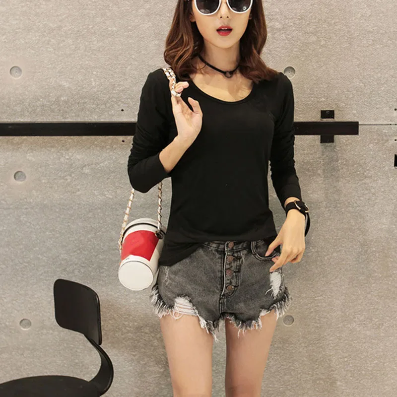 New Autumn Winter Women Tops Tees T-shirts Long Sleeve Casual Tunic Basic Shirt Tops Thin Style Solid Bottoming Shirt
