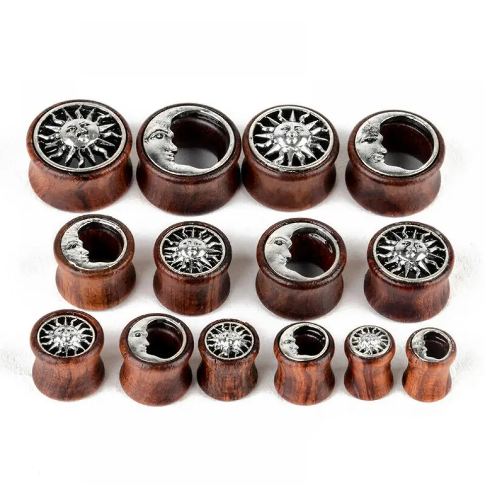 Alisouy 2PCS Tappi Per Le Orecchie In Legno Tunnel Della Carne Calibri 6-30mm Espansore Per Trago Dell'orecchio Palissandro Bamb&ugrave; Cuore Viola Gioielli Penetranti Per Il Corpo