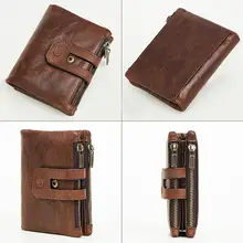 

50% Dropshipping!!Vintage Genuine Leather Zipper Coin Purse Short Wallet Business Card Cash Holder