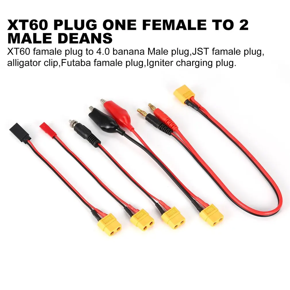 

1 Set XT60 Plug One female to 2 Male Deans Connector Wire Adapter Cable Converter Multi Charging Plug Cable for RC Quadcopter