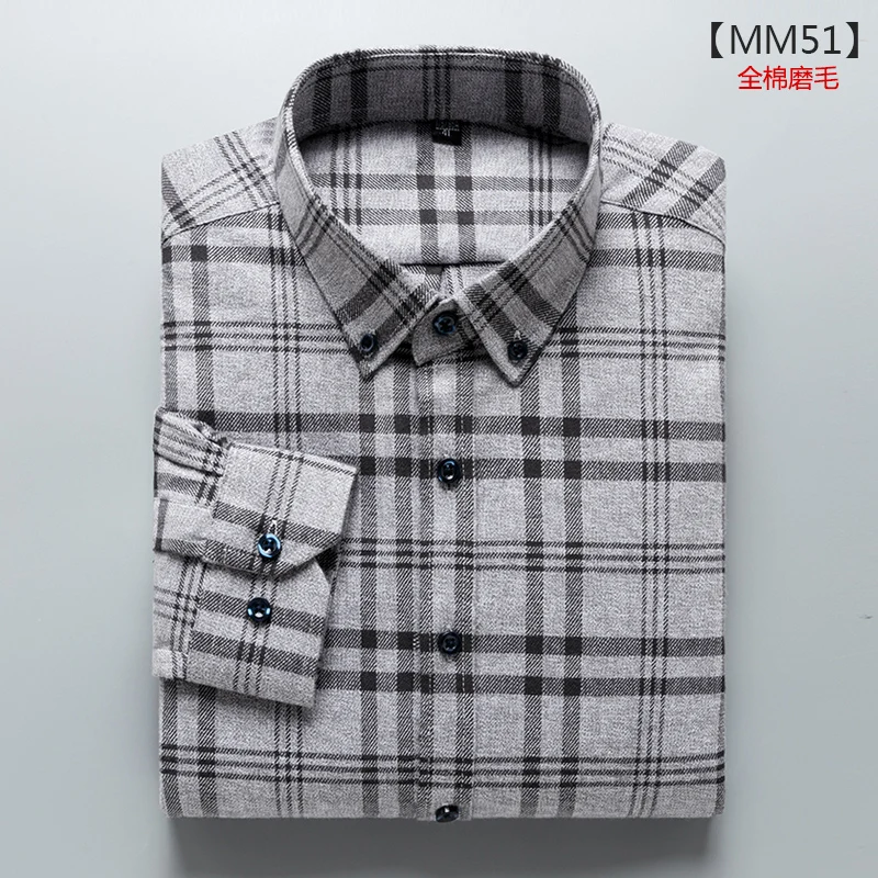 MM51 Плюс-Размер 5XL 6XL 7XL 8XL подушки из чистого хлопка в клетку модные рубашки с длинным рукавом для мужчин толстый парень дизайн формальный Social 110 кг 120 кг 130 кг - Цвет: MM51