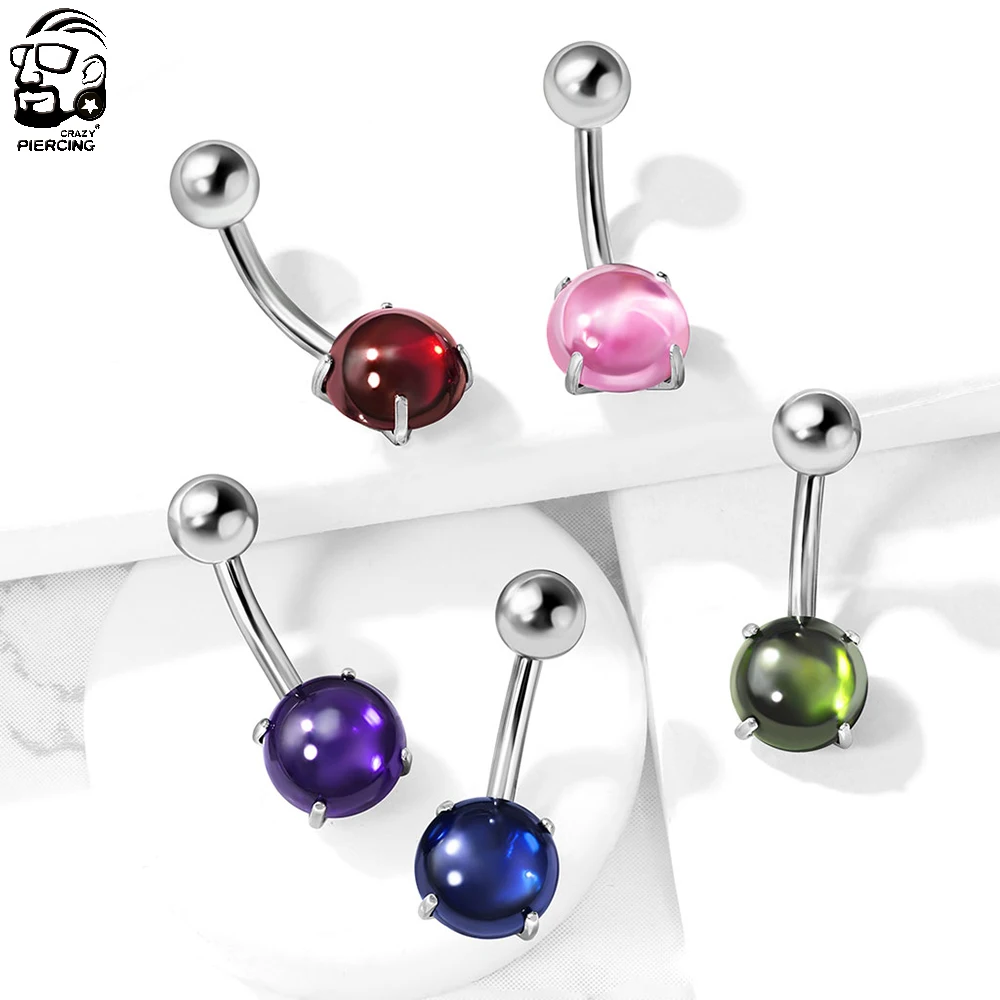 Colorful Crystal Piercing Ombligo Belly Button Rings Classic Round Cz Stone Navel Piercing 