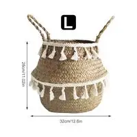 Складная соломенная корзина для хранения, цветочный горшок, корзина для хранения белья, водоросль, ротанговая плетеная корзина, садовый горшок, домашний декор - Цвет: L