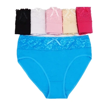 

Plus Size Women's Cotton Briefs High Waist Lace Panties Women Sexy Lingerie Large size Ladies Underwear Seamless Underpants Lot