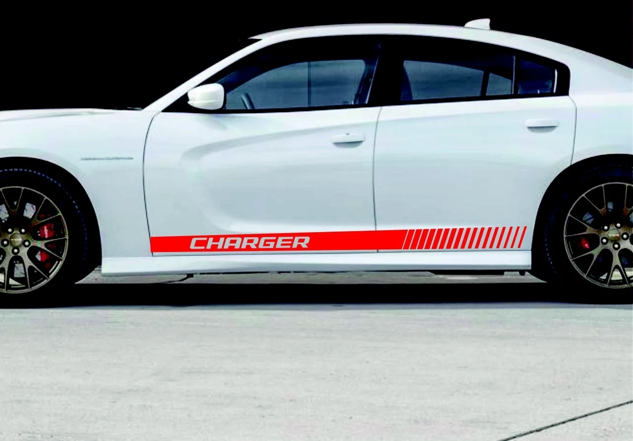 Для 2 шт./пара DODGE CHARGER 2x боковые полосы графика виниловые наклейки на кузов гоночные наклейки логотип
