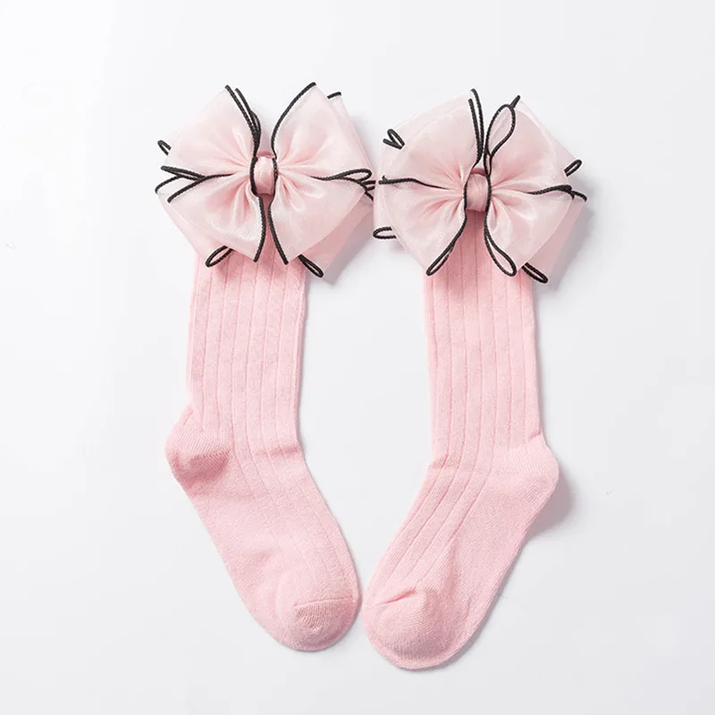 Модные детские носки с бантиками, носки для маленьких девочек Хлопковые гольфы для малышей, Детские Носки ярких цветов, одна пара детских носков