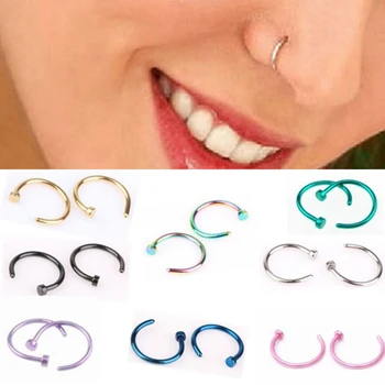 

1PC Women Stainless Steel Nostril Nose Hoop Stud Rings Clip On Nose Rings Fake Nose Earring Piercing Fashion Jewelry Piercing