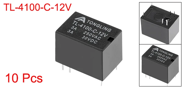 10 шт. DC 12 В катушка SPDT 6 Pin PCB электромагнитное реле питания NO+ NC