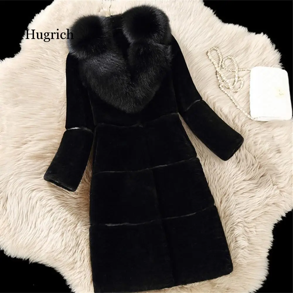 Luxury Faux Fur Coats Large Size 5Xl Women Winter Thick Long Jacket New Fashion Women Fake Collar Outerwear