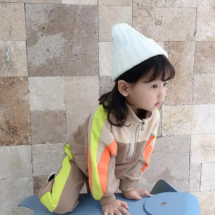 New Girls Boys 2 Pcs Set Hooded Sweatshirt+Long Pants Autumn Cotton Fashion Soft Kids Suits 2-7 years PZ400