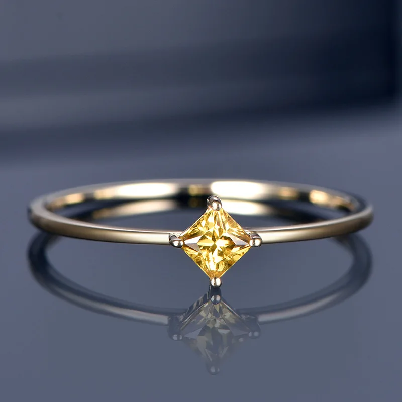 Yellow Rainbamabom серебро 925 пробы драгоценный камень цитрин Свадебные Обручение желтое золото кольца, обручальные кольца ювелирных изделий - Цвет камня: Yellow