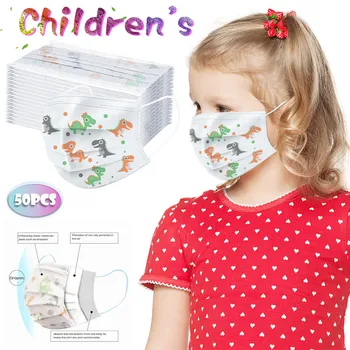 

50PC Children Face Mouth Mask Disposable Protect 3 Layers Filter Dustproof Earloop Woven Protective Masks Dustproof Unisex#Y5