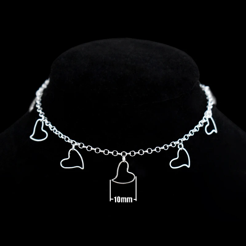 New Fashion 925 Sterling Silver Love Heart Pendant Anklet Ladies Beach Anklets Bracelet Foot Chain Women Barefoot Sandal Jewelry