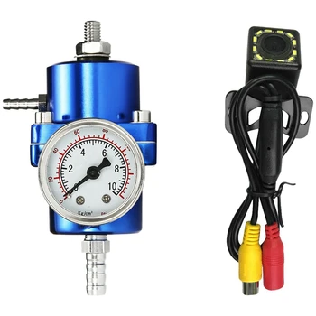 

1x Blue Metal Adjustable Fuel Pressure Regulator 0-140 Psi Oil Gauge + Hose & 1x 12 LED HD Car Rear View Camera