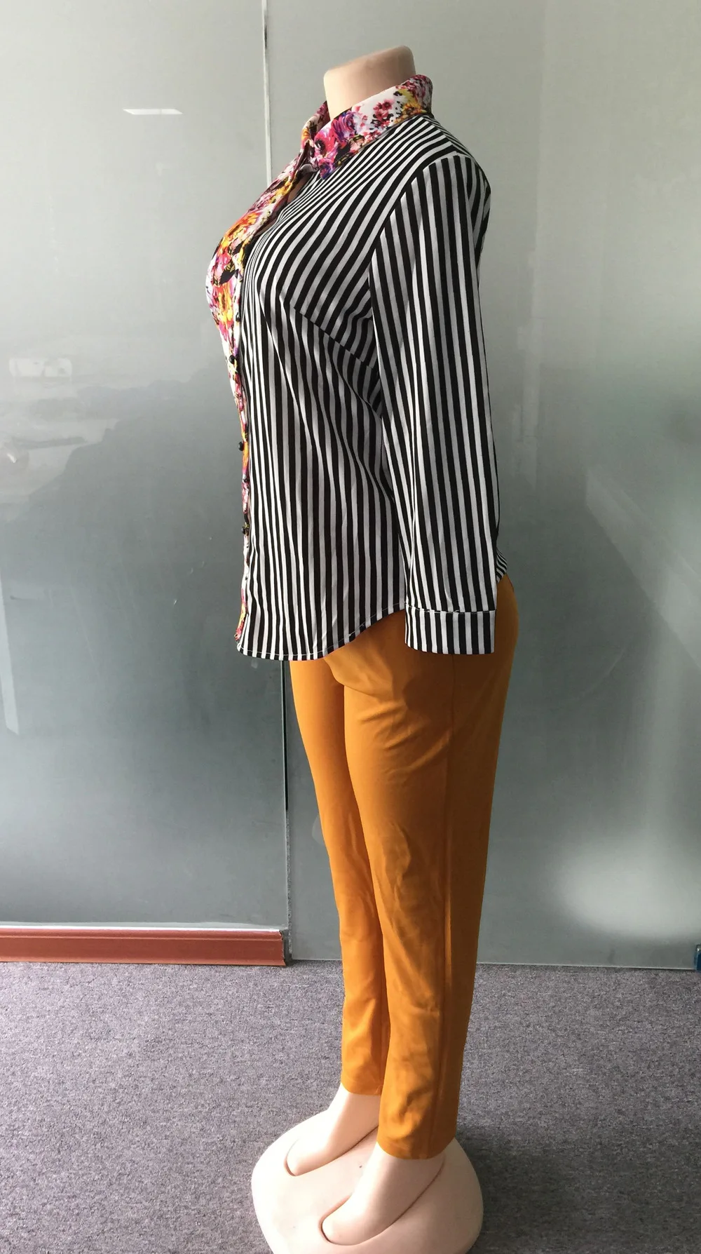 Женская африканская одежда Mujer Vestido Africano, комплект из 2 предметов, полосатая рубашка с длинным рукавом и принтом, топ и штаны, красные, синие брюки