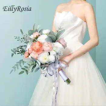 EillyRosia-ramo de novia Rosa coreano para novia, peonía de Coral, campo salvaje, Flores de boda, decoración del hogar, Ramos de Flores