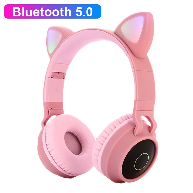 Милый Кот Bluetooth 5,0 гарнитура Беспроводная Hi-Fi музыка стерео бас наушники светодиодный светильник мобильные телефоны девочка дочь гарнитура для ПК