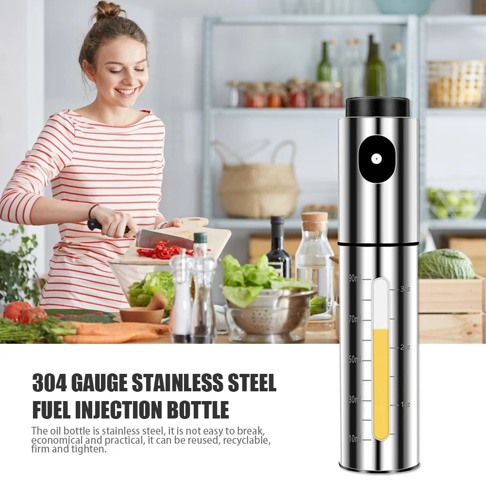 304 Stainless Steel Oil Spray Bottle Barbecue Kitchen Cooking Grilling Roasting Pot Soy Sauce Seasoning With Scale |