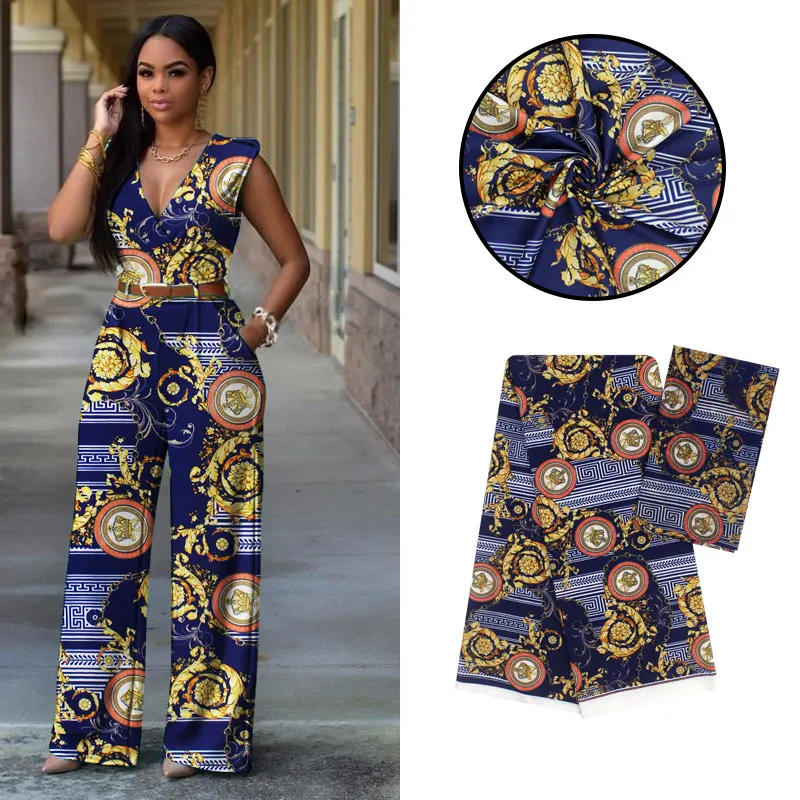 4+ 2 ярда стиль шелковая ткань модный Африканский Воск модный дизайн Африканские Восковые принты шелковая ткань для вечерние платья Y91117-5