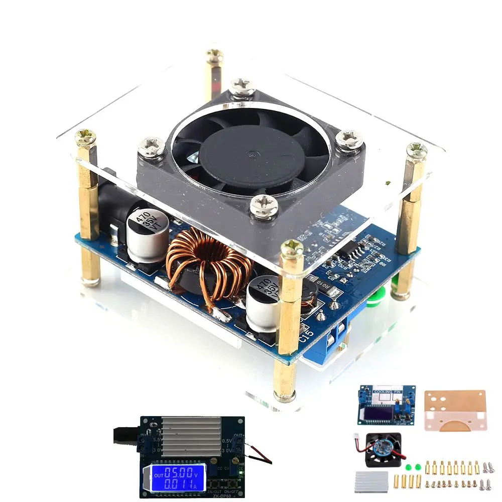 LEORY ZK-DP60 60 Вт понижающий преобразователь высокой мощности регулируемый Бак питания дисплей модуля LCD с вентилятором и акриловой оболочкой