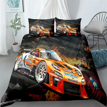 

Car Racing 3d Bedding Set King Queen Double Full Twin Single Size Duvet Cover Pillow Case Bed Linen Set