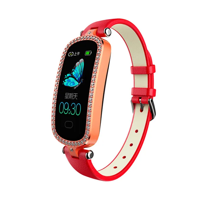 Умные часы для женщин и девушек, сообщения, SMS, уведомления, HeartRate, кровяное давление, монитор для смартфонов, Apple, iPhone, Android, samsung - Цвет: Red