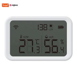 Tuya Zigbee – capteur d'humidité et de température, Wifi, détecteur de lumière, hygromètre d'intérieur, thermomètre avec écran LCD, fonctionne avec Tuya Zigbee Hub 