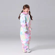 Новинка года; лыжная куртка и брюки для девочек зимний теплый лыжный костюм ветрозащитная верхняя одежда; комплект детской одежды; зимние комплекты для девочек