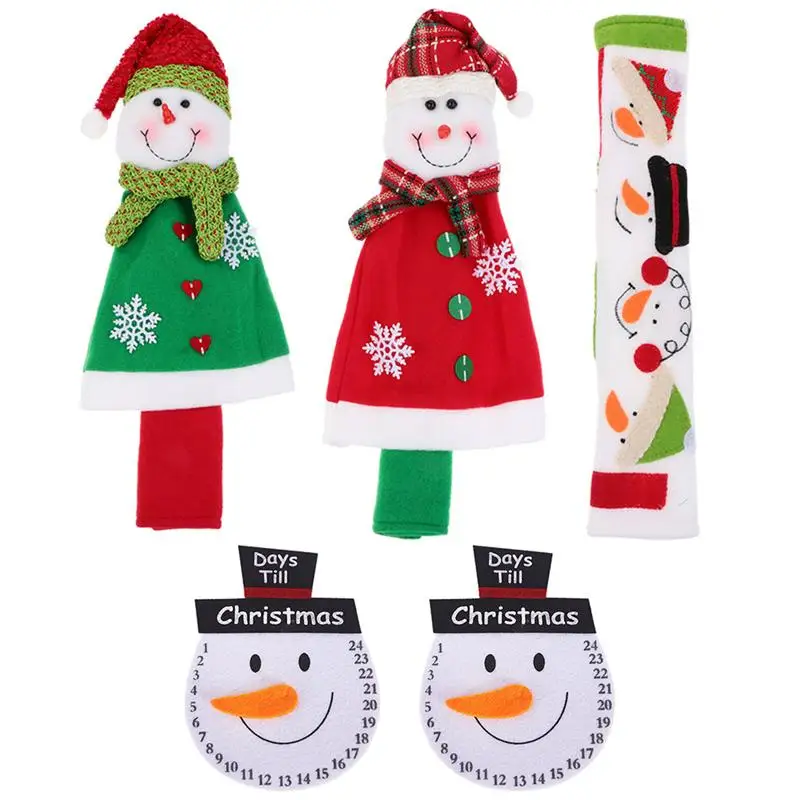 

5Pcs Refrigerator Door Handle Covers Christmas Snowman Handle Cover Decor