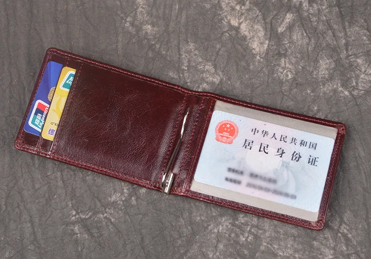 Индивидуальный Логотип Натуральная кожа Rfid Блокировка доллар зажим для денег кошелек мини натуральная кожа мужские Зажимы для денег с металлическим зажимом