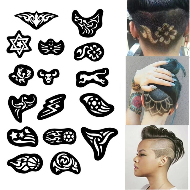 25pcs/set Fashion Hair Styling Tattoo Template Stencil Trimmer DIY  Hairdressing Model Salon Barber Coloring Pattern Stencil _ - AliExpress  Mobile