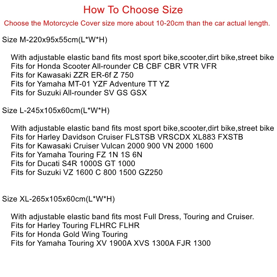 X AUTOHAUX Motorcycle Half Cover 210T Universal All Season Waterproof Dustproof Rain Dust UV Protector