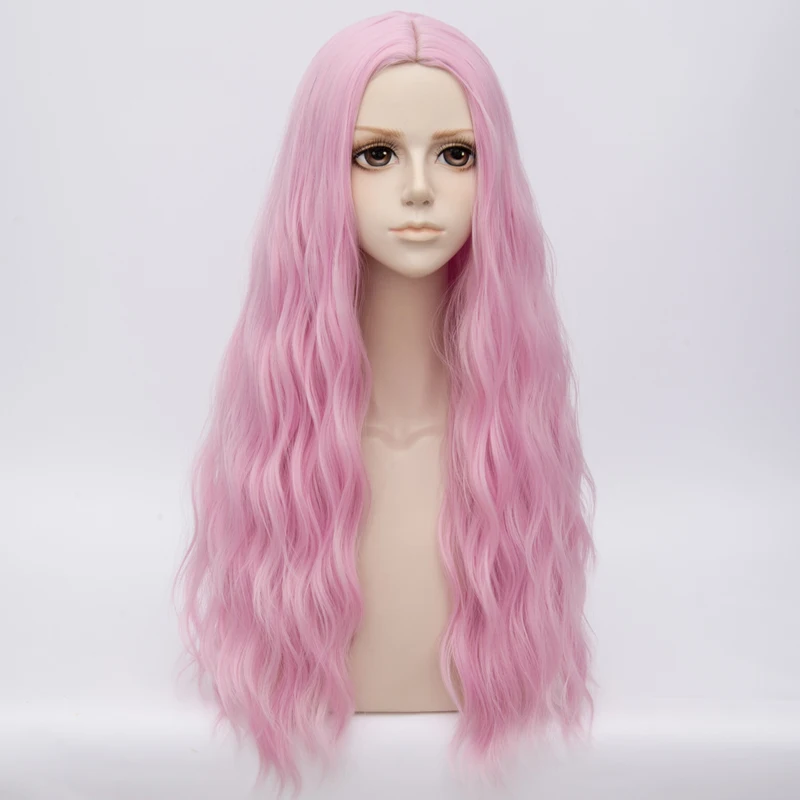 pink purple Косплей микс 78 см Косплей Лолита термостойкий пушистый длинный кудрявый Хэллоуин синтетический парик+ Кепка - Цвет: pink purple