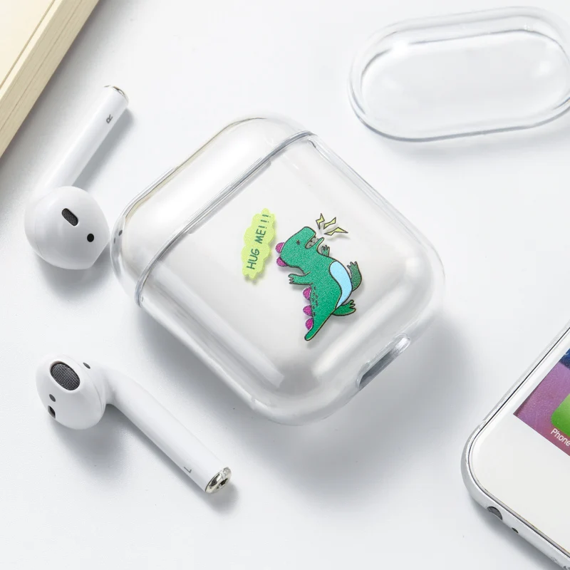 KJOEW пара мультфильм Прозрачный наушник крышка подходит для apple AirPods1 2 шт чистый цвет милый анти-падение крышка наушников