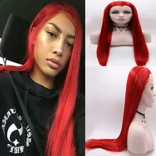 Bombshell, красные прямые синтетические парики 13*3 на кружеве, бесклеевые термостойкие волокнистые волосы, натуральные волосы, Расставание для женщин