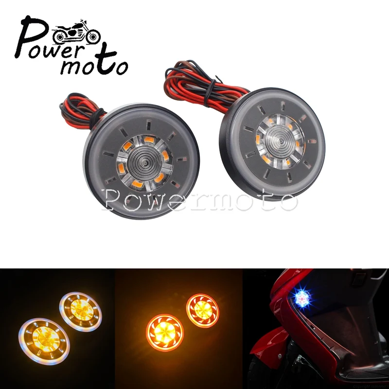Scooter 2Pcs Riflettori Led Rotondi Dual Amber Red White Indicatore Laterale Fanale Posteriore Freno Per Honda Yamaha Suzuki Kawasaki