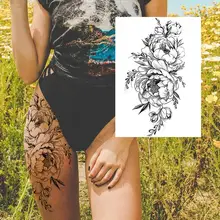  Sexy Flower Temporary Tattoos For Women Body Art Painting Arm Legs Tattoos Sticker Realistic Fake Black Rose Waterproof Tattoos 