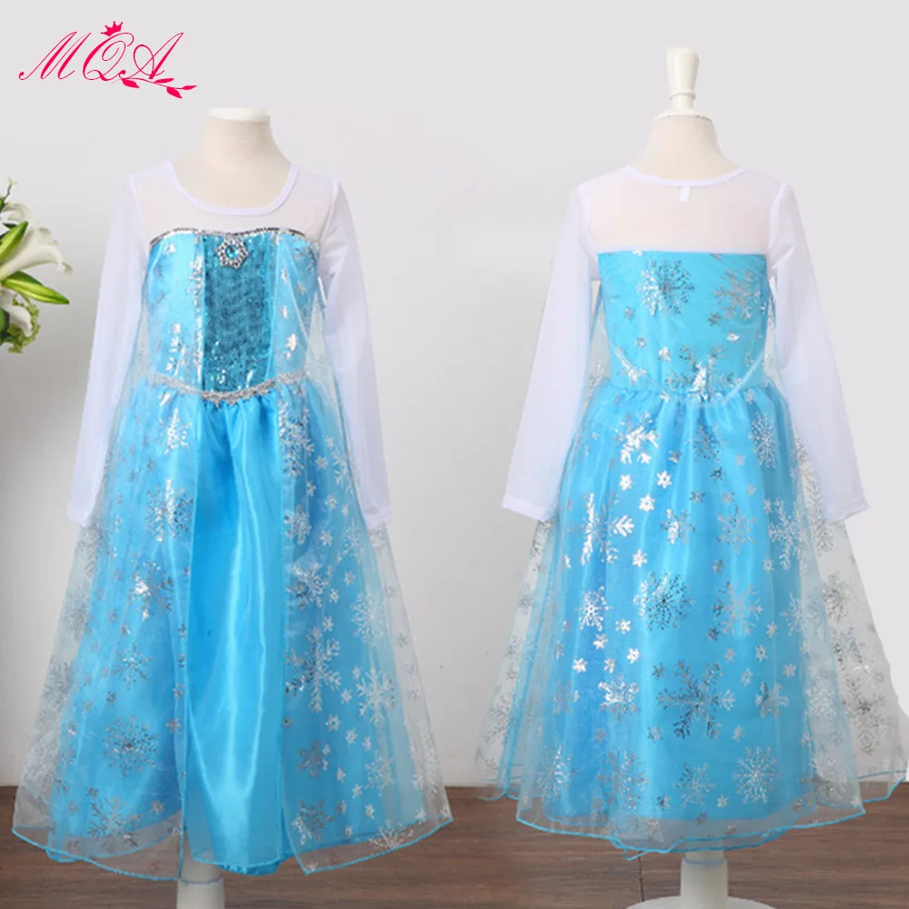 Girls Dress Mixed Colors Long Sleeve Star White Sleeves Princess Dress Snowflake Printed Holiday Formal Dress COS