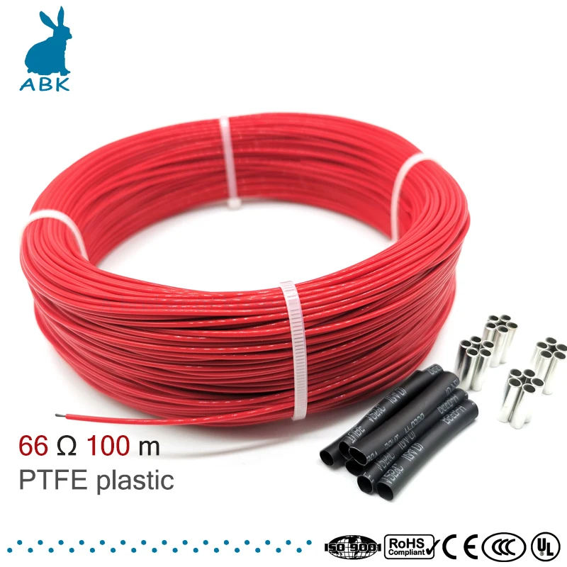 Ceny 100 metr 66ohm 6k PTFE ognioodporny przewód grzejny z włókna węglowego przewód grzejny DIY specjalny kabel grzejny do materiałów grzewczych