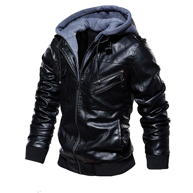 New Motorcycle Leather Jacket Men Oblique Zipper Outwear Faux Leather Jackets Pu Leather Coat Euro Size S-3XL Dropshipping