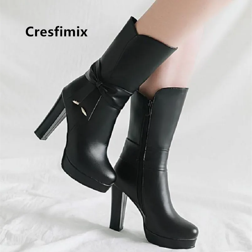 Cresfimix Botas De Mujer; женские модные черные удобные сапоги до колена из искусственной кожи размера плюс; женские стильные розовые сапоги; B6087