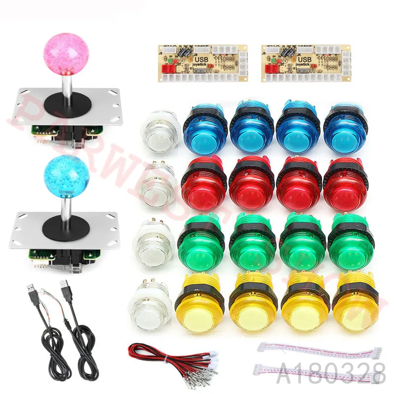 

Zero Delay Arcade cabinet DIY kit for 5V led push button + Crystal Balltop Sanwa type 5pin Joystick +USB Control Board to PC /Raspberry Pi