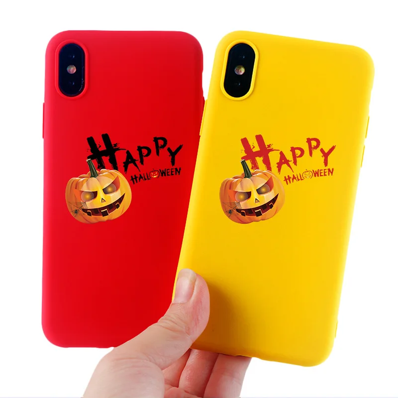 

Christmas Pumpkin Phone Cases for IPhone X XS MAX XR 8 7 6s Plus Case Candy Color 3D Cartoon TPU Soft Silicone Fitted Back Cove
